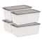 Iris® 91qt. Clear View Plastic Storage Bins with Gray Latching Buckle Lids, 4ct.